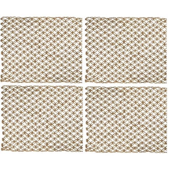 Macrame Mocha Design Natural Abaca Fibers Kitchen or Dining Placemats Set of 4 - Picture 1 of 4